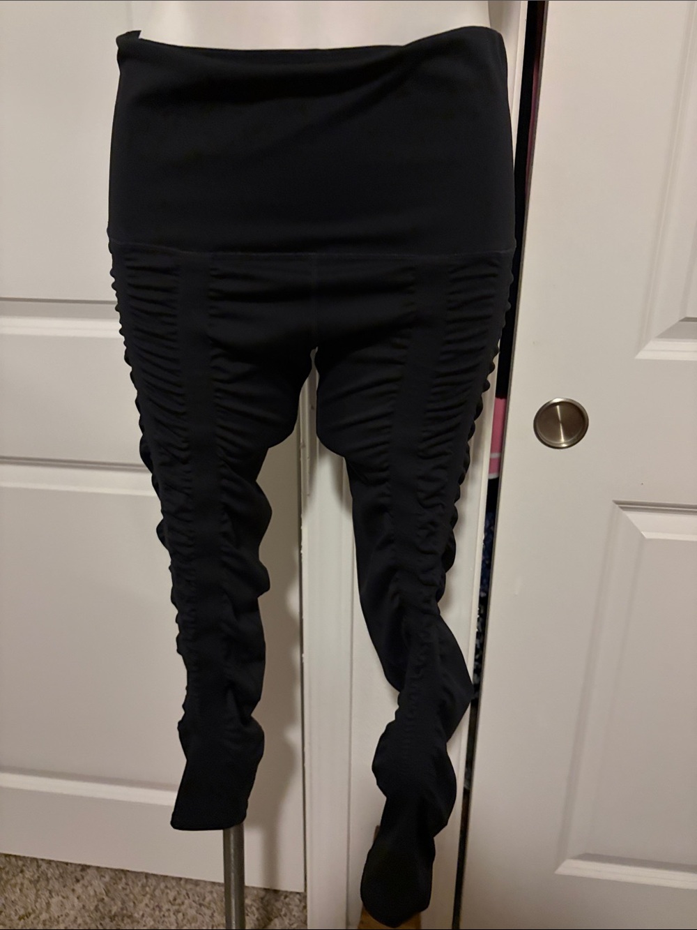 Sweetflexx Black Ruched High-Waist Track Joggers